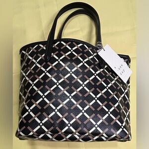 A New Day Geometric Black and Brown Tote